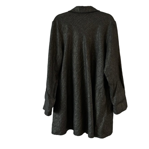 NWOT FLAX 100% linen long sleeve duster jacket grey-black boho classic oversized - Picture 8 of 16